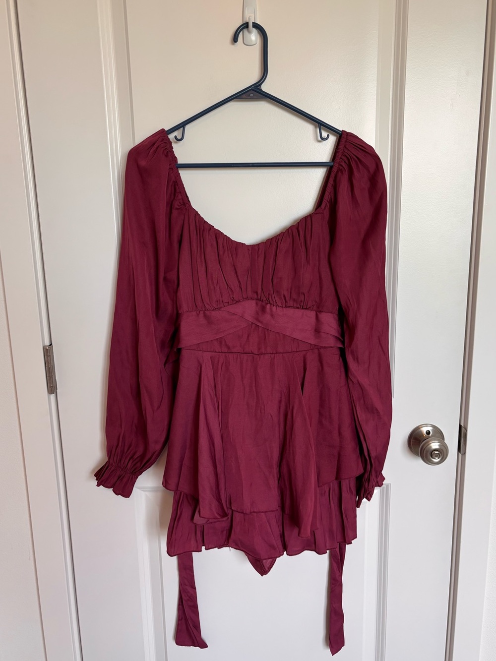 Charmed Hearts Burgundy Long-Sleeve Peplum Blouse